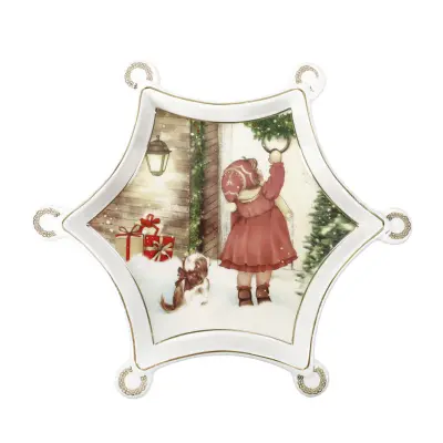 Servirni krožnik Cuccioli 20x20cm / deklica / porcelan