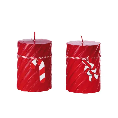 Novoletna sveča Breeze 7,5xh10cm / rdeča / vosek