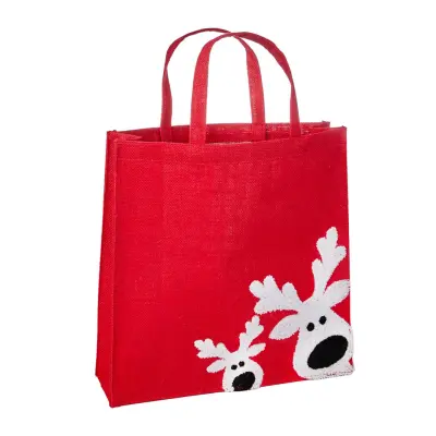 Novoletna darilna vrečka XMAS 30x10xh30cm / zelena / juta
