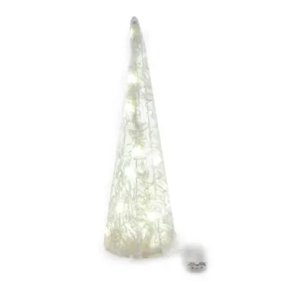 Novoletna smrečica z 20 LED lučkami 12xh40cm / topla bela svetloba /  na baterije / železo, tekstil