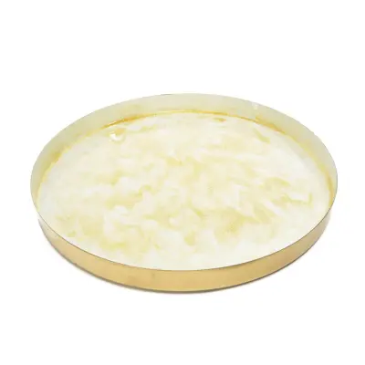 Lakiran pladenj 32cm / okrogel / zlat / kovina