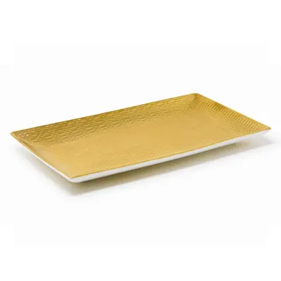 Zlat pravokoten krožnik Deras/ 34x19,5xh3cm / lder034or363340 / porcelan