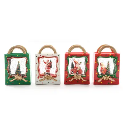 Snežna krogla oblika torbe z lučko 7,5x4xh12cm / več barv / PVC