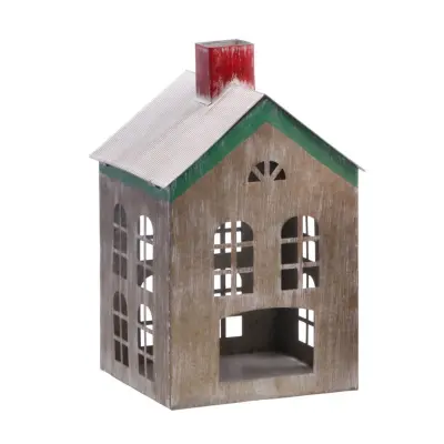 Laterna v obliki hiške 24x24xh38cm / kovina