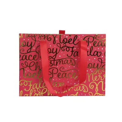Darilna škatla z ročaji Red19x26xh8cm / oblika torbe / karton