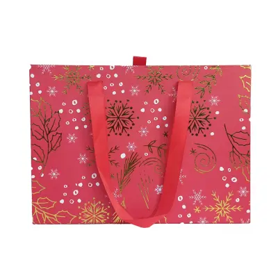 Darilna škatla z ročaji Red 21x29xh10cm / oblika torbe / karton
