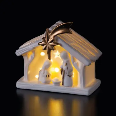 Jaslice z led lučko 11x7xh11cm / keramika