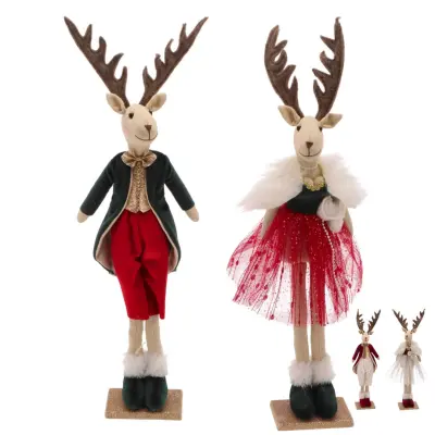 Novoletna figura Jelen 13x7xh47cm / več vzorcev / tekstil
