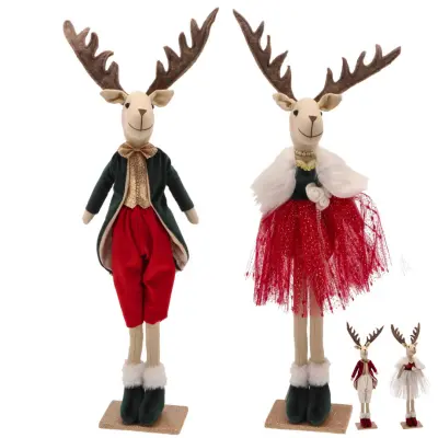 Novoletna figura Jelen 16x9xh59cm / več vzorcev / tekstil