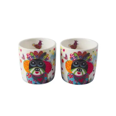 Set skodelica za črno kavo Kaleidoscope 100ml / Bestie / 2 kos / porcelan