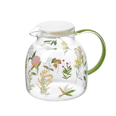Vrč s pokrovom Bucolic h15,5cm / 1,3L / steklo, pvc, inox