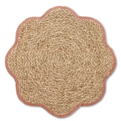 Namizni prtiček, pogrinjek 38,5cm / roža / rafija