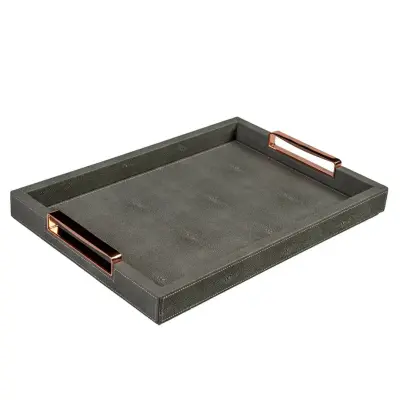 Pladenj Ecopel 40x28cm / pravokoten / siv / imitacija usnja