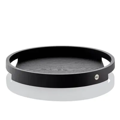 Pladenj Aura 40xh4,3cm / okrogel / črn / les