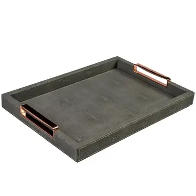 Pladenj Ecopel 44x32cm / pravokoten / siv / imitacija usnja