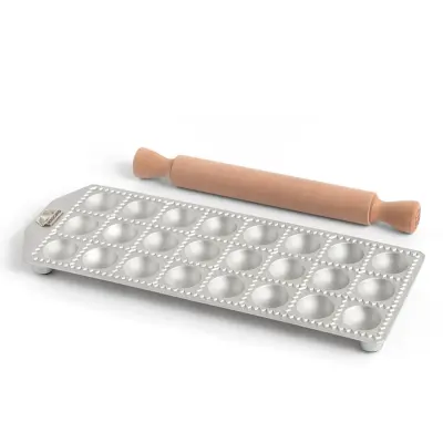 Model za raviole z valjarjem Tablet / 24-delni / aluminij, les