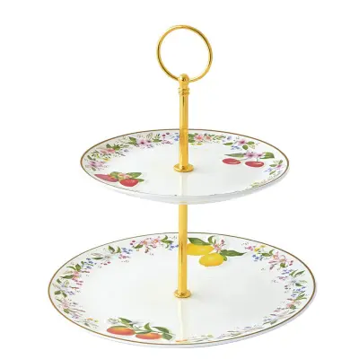 Servirno stojalo, etažer 2-nadstropno Fancy Fruit / porcelan