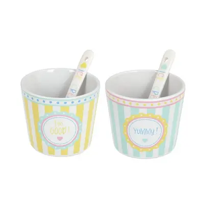Set skledica za sladoled Madrid 260ml / 2 kos / več barv / keramika