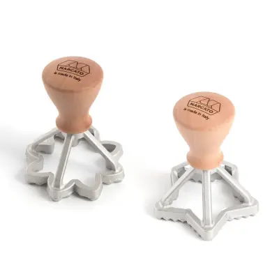 Set model za raviole, piškote Stamp / 2 kos / zvezda in cvet / aluminij, les