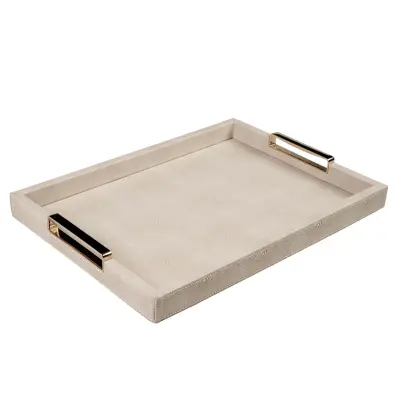 Pladenj Ecopel 40x24cm / pravokoten / bež / imitacija usnja