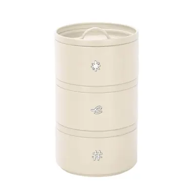 Set zložljive doze Vintage h23cm / 3 kos / krem / kovina