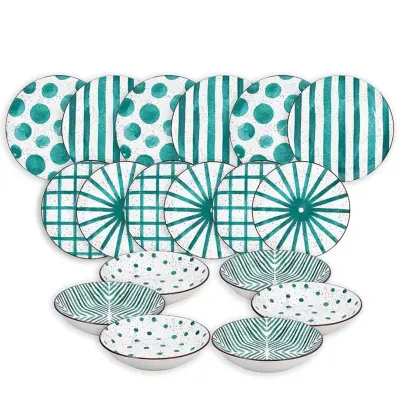 18-delni set krožnikov Teal Mirage / porcelan