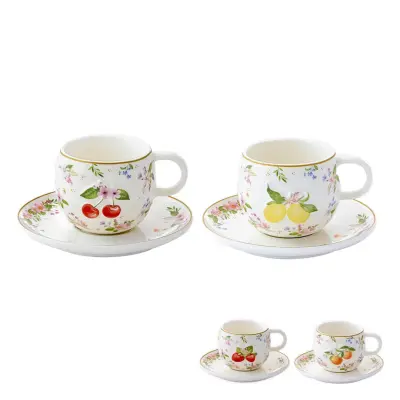 Set skodelica za črno kavo Fancy Fruit 120ml  / več vzorcev / porcelan