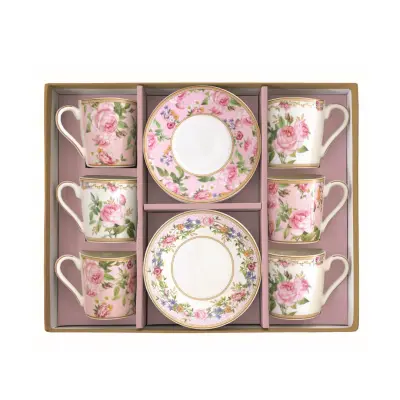 Set skodelica za črno Chant des Roses 100ml / 6 kos / porcelan