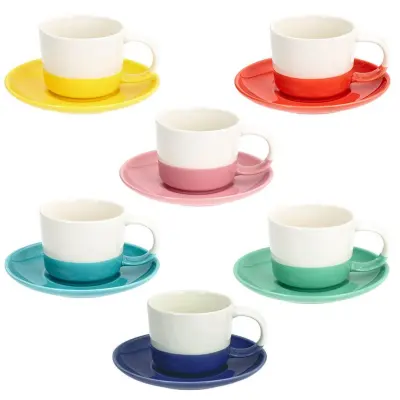 Set skodelica za čaj Rainbow 210ml / 6 kos / porcelan