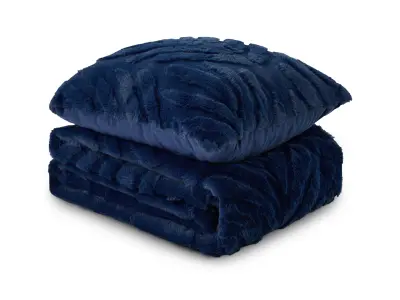Komplet Dormeo Warm Hug Lux modra 130x190 cm NAVY