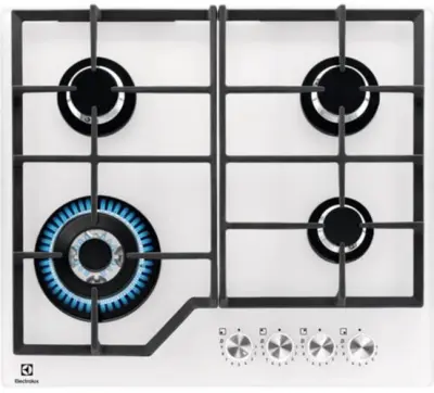 ELECTROLUX KGG64362W plinska kuhalna plošča iz belega stekla