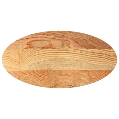 vidaXL Mizna plošča svetlo rjava 100x50x4 cm trdna hrastovina ovalna