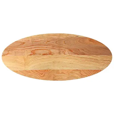 vidaXL Mizna plošča svetlo rjava 140x60x4 cm trdna hrastovina ovalna