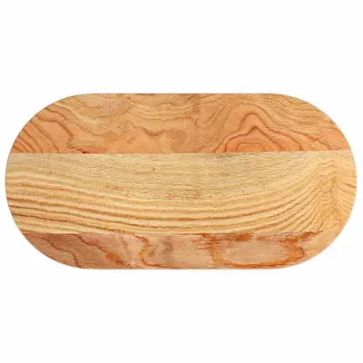 vidaXL Mizna plošča svetlo rjava 80x40x2 cm trdna hrastovina ovalna