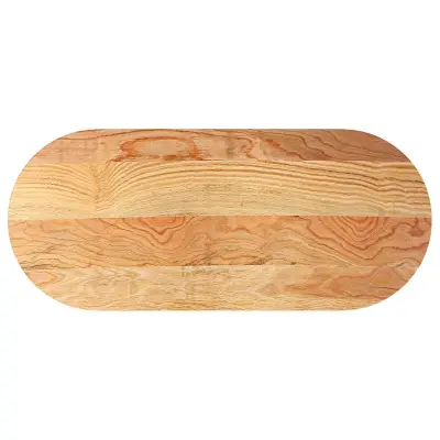 vidaXL Mizna plošča svetlo rjava 140x60x4 cm trdna hrastovina ovalna