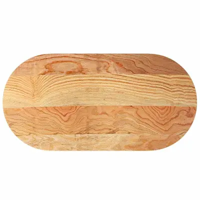 vidaXL Mizna plošča svetlo rjava 120x60x2 cm trdna hrastovina ovalna