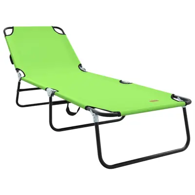 vidaXL Zložljiv ležalnik Zelena 188 x 57 x 86,5 cm Poliester