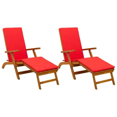 vidaXL Zložljiv in nagibni ležalnik 2 pcs Rdeča 55 x 146 x 91 cm