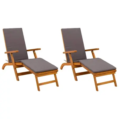 vidaXL Zložljiv in nagibni ležalnik 2 pcs Siva 55 x 146 x 91 cm