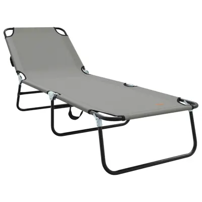 vidaXL Zložljiv ležalnik Siva 188 x 57 x 86,5 cm Poliester