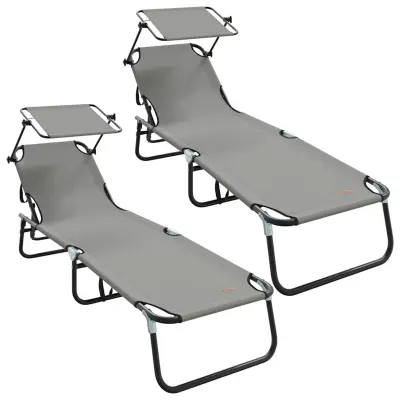 vidaXL Zložljiv ležalnik 2 pcs Siva 190 x 57 x 81 cm oxford