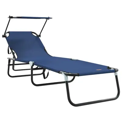 vidaXL Zložljiv ležalnik Modra 190 x 57 x 81 cm oxford