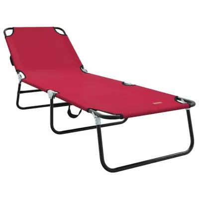 vidaXL Zložljiv ležalnik Rdeča 188 x 57 x 86,5 cm Poliester