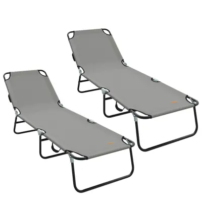 vidaXL Zložljiv ležalnik 2 pcs Siva 188 x 57 x 86,5 cm Poliester