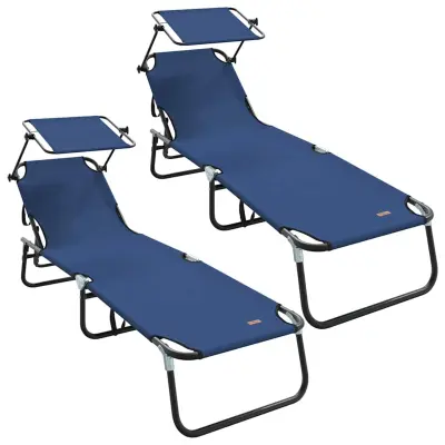 vidaXL Zložljiv ležalnik 2 pcs Modra 190 x 57 x 81 cm oxford