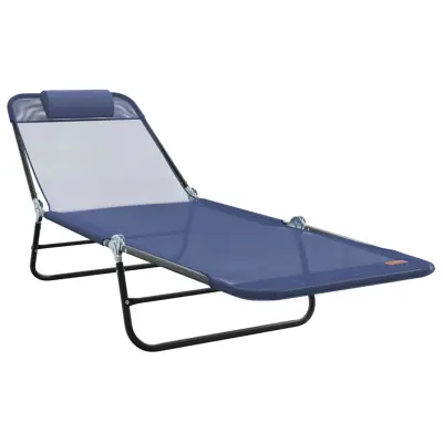 vidaXL Zložljiv ležalnik Temno modra 182 x 55 x 85,5 cm Tekstil