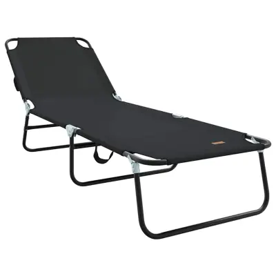 vidaXL Zložljiv ležalnik Črna 188 x 57 x 86,5 cm Poliester