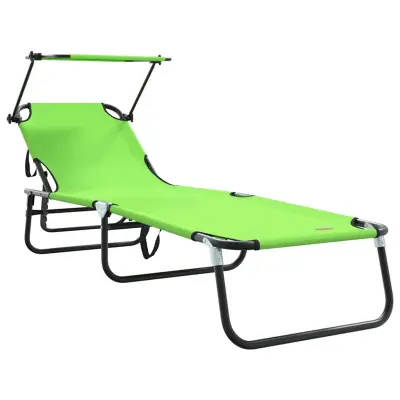 vidaXL Zložljiv ležalnik Zelena 190 x 57 x 81 cm oxford