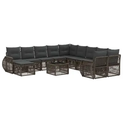vidaXL Vrtna sedežna garnitura 12 pcs Siva poli ratan