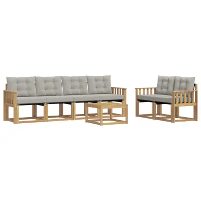 vidaXL Zunanja garnitura za sedenje 7 pcs Bela in svetlo siva